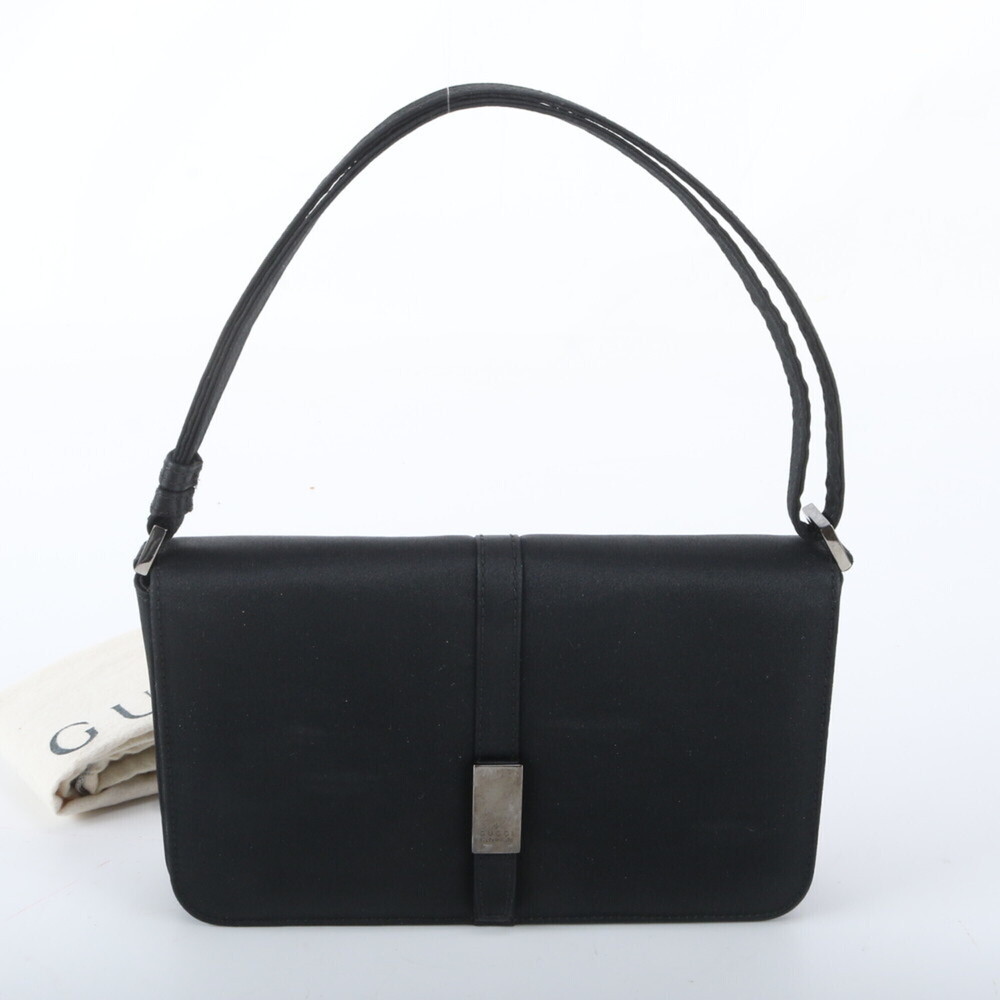 Gucci handbag tote bag, black with silver hardware, for women.